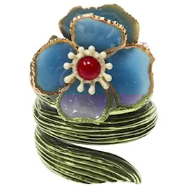 Fendi-Fendi AG tone floral petal spiral statement ring-Golden,Metallic