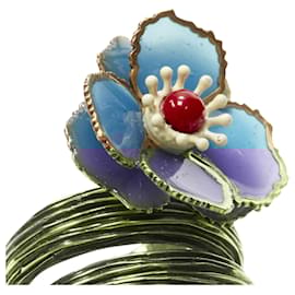 Fendi-Fendi AG tone floral petal spiral statement ring-Golden,Metallic