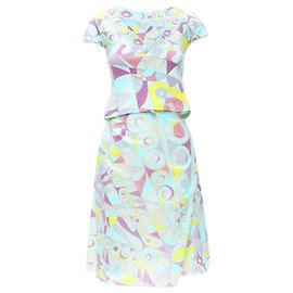 Conjunto de camiseta y falda con estampado psicodélico Emilio Pucci Azul