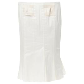 Gucci-Gucci Tom Ford grosgrain trim pleated skirt-White