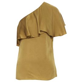 Top da sera a spalla unica in acetato Lanvin Alber Elbaz D'oro Metallico