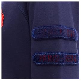Louis Vuitton-Louis Vuitton cotton blend Red malletier badge web ribbed sweater-Blue,Navy blue