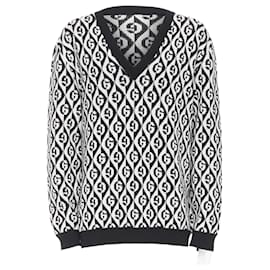 Gucci-Gucci wool G Rhombus monogram intarsia sweater-Black