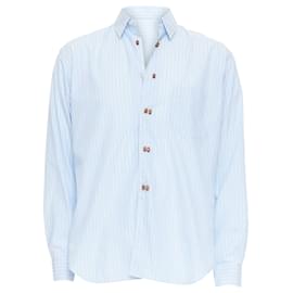 Comme Des Garcons-Comme Des Garcons SHIRT stripes bean shaped buttons shirt-Blue