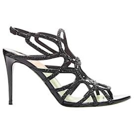 Christian Louboutin-Sandales à lanières en cristal Strass de Christian Louboutin-Noir