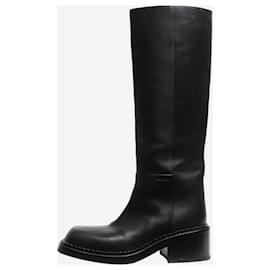 Prada-Black knee-high leather boots - size EU 38.5-Black