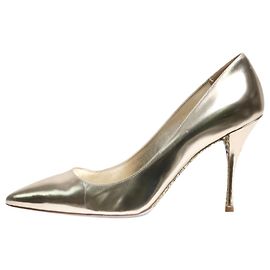 Miu Miu Goldene Metallic-Glitzer-Pumps - Größe EU 38,5 Golden