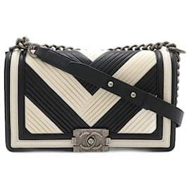 Chanel-Chanel Boy Chanel Matelasse Coco Mark Chain Bag-Black,White
