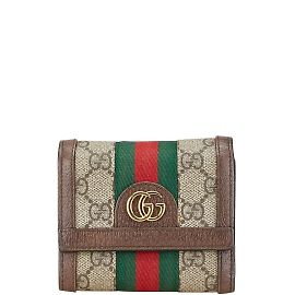 Portefeuille pliant Gucci GG Supreme Ophidia Marron