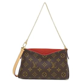 Louis Vuitton-Louis Vuitton Monogram Pallas Clutch M41638 Shoulder Bag-Brown,Fuschia,Monogram