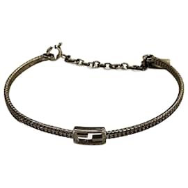 Fendi-Fendi Metal FF Bucket Charm Bracelet-Silvery