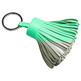 Hermès-Hermès Green Bicolor Milo Lambskin Carmen Key Ring-White,Green