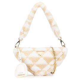 Sac à main Prada Mini Shearling marron Symbole Triangle Marron Beige