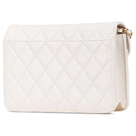 Chanel-Chanel White Calfskin Enchained Flap Wallet on Chain-White,Cream