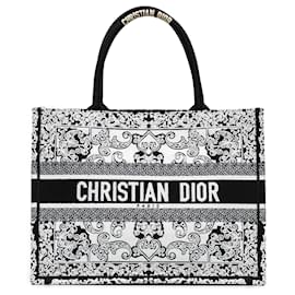 Dior-Dior White Medium Embroidered Book Tote-White