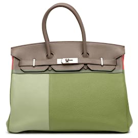 Hermès-Hermès Pink Tricolor Clemence and Swift Birkin Cascade Retourne 35-Pink