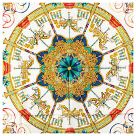 Hermès-Hermès Blue Luna Park Silk Scarf-Blue,Navy blue