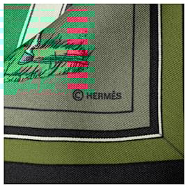 Hermès-Hermès Green Couvertures Et Tenues De Jour Silk Scarf-Green