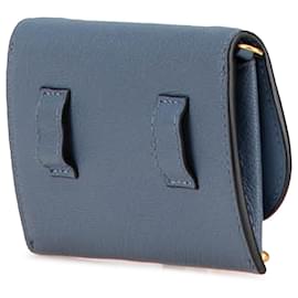 Dior-Dior Blue Nano Goatskin Saddle Chain Pouch-Blue