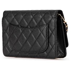 Chanel-Chanel Black CC Quilted Caviar Wallet on Chain-Black