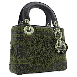 Dior-Dior Black Mini Smooth Calfskin Embroidered Heart Playing Cards Lady Dior-Black