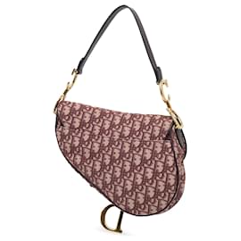 Dior-Dior Red Oblique Canvas Saddle Bag-Red