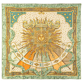 Hermès-Hermès Green Carpe Diem Silk Scarf-Other,Green
