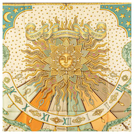 Hermès-Hermès Green Carpe Diem Silk Scarf-Other,Green