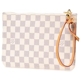 Louis Vuitton-Pochete Neverfull Damier Azur Branco Louis Vuitton-Branco,Azul
