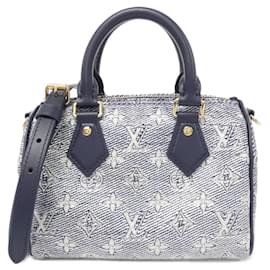 Louis Vuitton-Louis Vuitton Monogram Laminated Jacquard Speedy Bandouliere Shoulder Bag-Blue