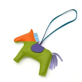 Hermès-Hermes Rodeo GM Horse Motif Handbag Charm-Blue,Orange,Light blue