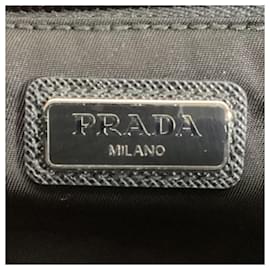 Prada- Prada Logo-Plaque Toiletry Pouch Bag in Black Nylon-Black