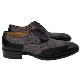 Etro- Etro Plaid Lace-Up Oxford Shoes in Black Wool and Leather-Black