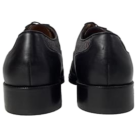 Etro- Etro Plaid Lace-Up Oxford Shoes in Black Wool and Leather-Black
