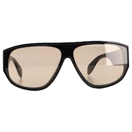 Alexander Mcqueen- Alexander Mcqueen Aviator Sunglasses in Black Acetate-Black