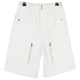 Alexander Mcqueen- Alexander Mcqueen  Multi-Pocket Bermuda Shorts in White Cotton-White,Cream