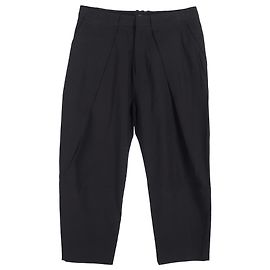 Balmain Drapierte gerade cropped Hose aus schwarzer Wolle Schwarz