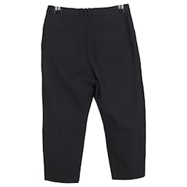 Balmain- Balmain Draped Straight-Leg Cropped Trousers in Black Wool-Black