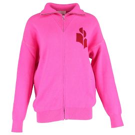 Suéter com zíper em algodão rosa com intarsia da Isabel Marant Rosa