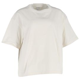 Camiseta de cuello redondo oversize en algodón crema de Bottega Veneta Blanco Crudo