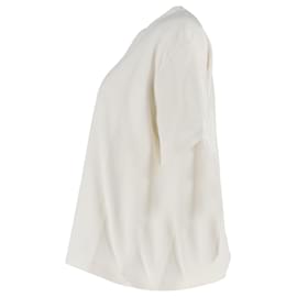 Bottega Veneta- Bottega Veneta Oversized Crewneck T-Shirt in Cream Cotton-White,Cream