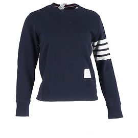 Thom Browne Vier-Streifen-Pullover aus marineblauer Baumwolle Blau Marineblau