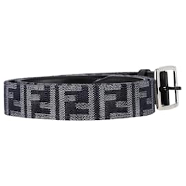 Fendi- Fendi Logo Buckled Belt in Black Denim and Leather-Black