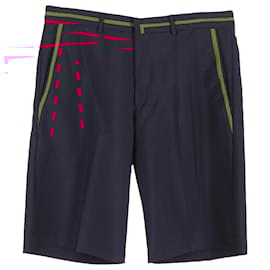 Givenchy- Givenchy Stripe Detail Bermuda Shorts in Navy Blue Wool-Blue,Navy blue