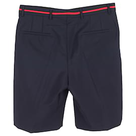 Givenchy- Givenchy Stripe Detail Bermuda Shorts in Navy Blue Wool-Blue,Navy blue