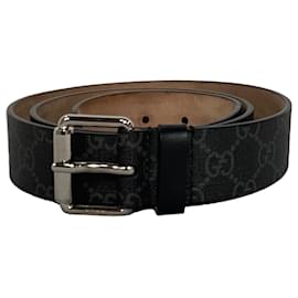 Gucci- Gucci GG Kingsnake Print Belt in Black Coated Canvas-Black