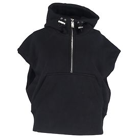 Felpa con zip a metà e maniche corte Givenchy in cotone nero Nero