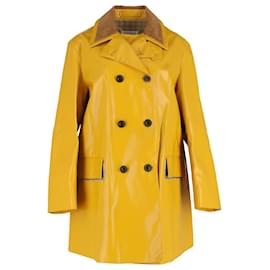 Maison Martin Margiela-Maison Margiela Double-Breasted Coat in Yellow Coated Canvas-Yellow