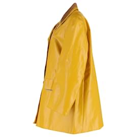 Maison Martin Margiela-Maison Margiela Double-Breasted Coat in Yellow Coated Canvas-Yellow