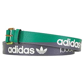 Gucci-Gucci x Adidas Green Leather Logo Belt-Green